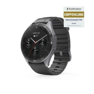 Hama 7010 Reloj Inteligente Smartwatch - Bluetooth 5.3 - Bateria 300mAh - Pantalla AMOLED 1.43" - IP68 - Soporta hasta 3 Atm - Pulsera de Silicona - GPS Integrado - 4.6x1.2x5.3cm - Color Gris Oscuro