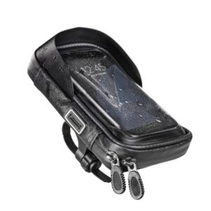 Hama Essential Funda Smartphone para Bicicleta/Moto - Repelente al Agua - Cremallera - Ancho Dispositivo hasta 8cm - Peso Max 200g - Manillares hasta 4cm - Nylon - 17.5x10cm - Color Negro