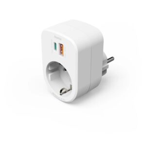 Hama Regleta Alimentacion con 3 Tomas - Potencia Maxima 3680W - 1x Schuko - 1x USB-C - 1x USB-A - Power Delivery - Color Blanco