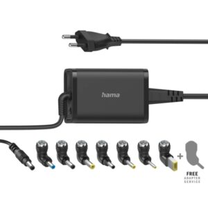 Hama Essential Fuente de Alimentacion Universal para Portatil - Potencia 45W - Voltaje 15-19V - Cable de Entrada 1.2m - Cable de Salida 1.15m - Color Negro