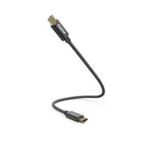 Hama Cable USB-C Macho - Potencia Maxima 60W - Longitud 0.2m - Velocidad hasta 480Mbps - Chapado en Oro - Color Negro