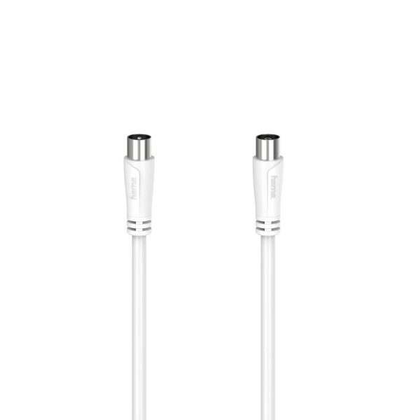 Hama Essential Cable Coaxial de Antena Macho/Hembra - Longitud 20m- Doble Blindaje - Apantallamiento 90dB - Impedancia 75Ohm - Color Blanco