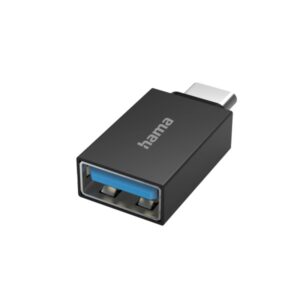 Hama Essential Adaptador USB - USB-C Macho - USB-A Hembra - Velocidada hasta 5Gbit/s - Funcion OTG - Color Negro