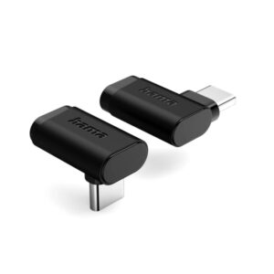 Hama Essential Adaptador USB-C Acodado 90º - Potencia hasta 240W - Velocidad hasta 10Gbit/s - Power Delivery - Color Negro