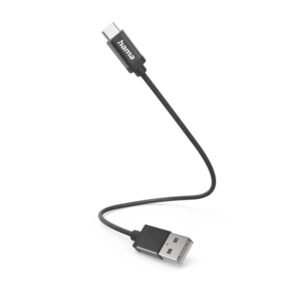 Hama Cable USB - Longitud 20cm - USB-A Macho - USB-C Macho - Velocidad hasta 480Mbps - Niquelado - Color Negro