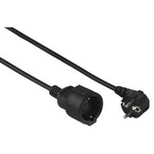 Hama  Cable de Alimentacion Alargador Acodado - Potencia Maxima 3680W - Longitud 2m - Seccion 1.5mm2 - Schuko CEE7 - Color Negro