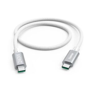 Hama Cable USB-C - Potencia Maxima 240W - Longitud 1.5m - Velocidad hasta 5Gbps - Blindaje Doble - Color Blanco