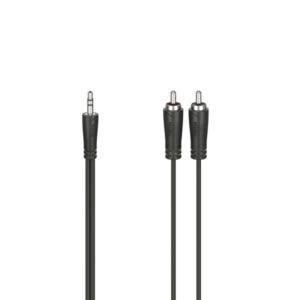 Hama Essential Cable de Audio - 2x RCA Macho - Jack 3.5mm Macho - Longitud 1.5m - Estereo - Color Negro