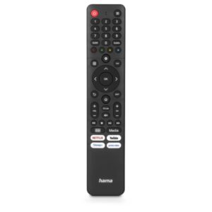 Hama Mando a Distancia para TV Hisense - Alcance 10m - 45 Botones - Acceso Directo a Plataformas de Streaming - 4.2x21.5x1.5cm - Color Negro