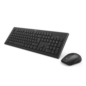 Hama Combo de Teclado y Raton Inalambricos 2.4GHz - Distribucion Qwerty-Es - Pila Aa/Aaa - USB-A - Pies Plegables - Rango 10m - Raton de 3 Botones - 1600dpi - Color Negro