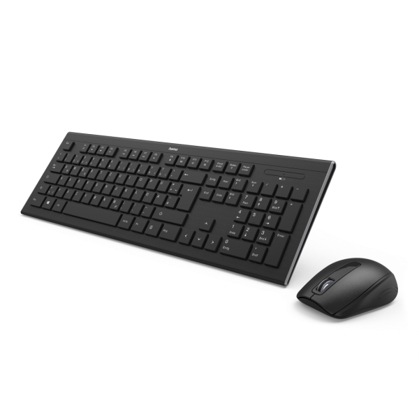 Hama Combo de Teclado y Raton Inalambricos 2.4GHz - Distribucion Qwerty-Es - Pila Aa/Aaa - USB-A - Pies Plegables - Rango 10m - Raton de 3 Botones - 1600dpi - Color Negro