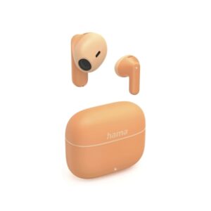 Hama Freedom Light II Auriculares Inalabricos con Microfono Omnidireccional - Bluetooth - Autonomia hasta 20h - Rango 10m - Asistente de Voz - Carga por USB-C - Color Naranja