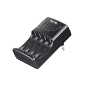 Hama Cargador de Pilar Recargables AA y AAA - Luz LED - Proteccion de Sobrecarga - Temporizador - Color Negro