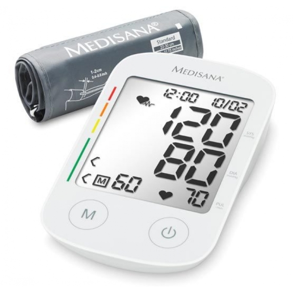 Medisana BU535 Tensiometro de Brazo Automatico - Medicion Oscilometrica Precisa con Deteccion de Arritmias - 120 Memorias para 2 Usuarios - Pantalla XL de Alta Legibilidad - Manguito 22‑36cm