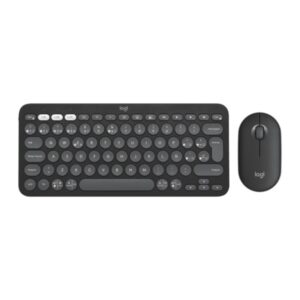 Logitech Pebble 2 Combo Pack Inalambrico Teclado + Raton - RF y Bluetooth - Teclas de Tijera Silenciosas - Easy Switch hasta 3 Dispositivos - Raton Optico 4000 DPI Ambidiestro - Bateria hasta 36 Meses - Color Grafito
