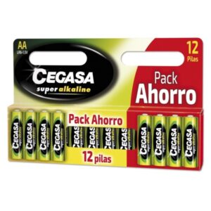 Cegasa Super Alcaline Pack de 12 Pilas LR06 AA - Alta Tecnologia - Fiabilidad - Elevado Rendimiento - Maximas Prestaciones