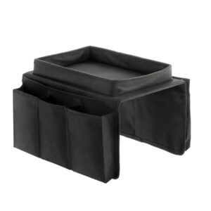 Innovagoods Bandeja para Sofa 2 en 1 - Multifuncion - Organizador de Mandos con 6 Compartimentos - Superficie Bandeja 26x17cm - 54x31x4cm - Color Negro