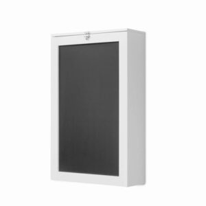 Innovagoods Woldy Escritorio Plegable de Pared - Incluye Accesorios de Montaje - Pizarra de 40X68cm - Corcho Interior 40X14cm - Estanteria Interior - 50x155x93cm - Color Blanco