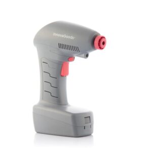 Innovagoods Airpro+ Compresor de Aire Portatil - Potencia 100W - Toma de Corriente de 12V - 25l/min - Cable 3.5m - Luz LED - Incluye Accesorios - 18x25x8cm - Color Gris