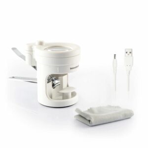 Innovagoods Clail Cortauñas con Lupa - 8 Aumentos - Cable USB de 80cm - Luz LED - Incluye Accesorios - Altura Ajustable - Base Antideslizante - 10.5x8.2x5.6cm - Color Gris