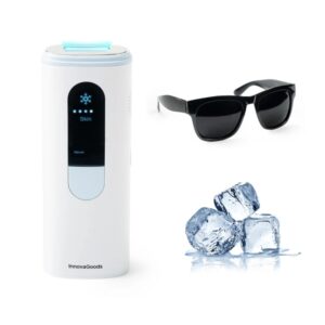 Innovagoods Kulepil Depiladora de Luz Pulsada - Funcion Frio - Incluye Accesorios - Apagado Automatico - Cable 150cm - Gafas de Proteccion IPL - 6.5x17x3.5cm - Color Blanco y Azul