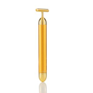 Innovagoods T-Vibe Masajeador Rejuvenecedor Facial de Alta Frecuencia - Inalambrico - Resistente al Agua - 6000 Vibraciones por Minuto - 3.3x14x1.5cm - Color Dorado
