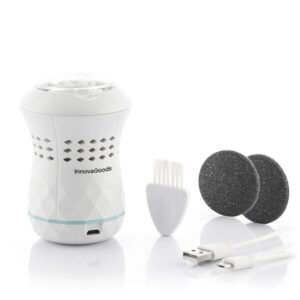Innovagoods Sofeem Lima de Pedicura - Aspirador Integrado - 2 Velocidades - Bateria 400mAh - Indicador LED - Recargable - Facil Limpieza - 6.5x10cm - Color Blanco