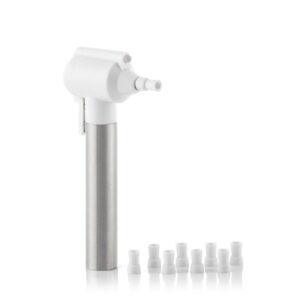 Innovagoods Pearlsher Blanqueador y Pulidor Dental Inalambrico - Luz LED - Acero Inoxidable - Multifuncion - Facil Limpieza - Cabezal Rotatorio - 9 Puntas de Goma - 6.5x13x2.5cm - Color Blanco