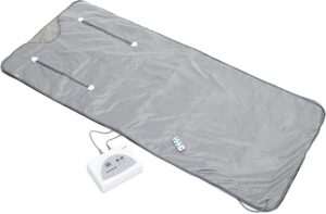 Innovagoods Bedna Manta Sauna de Calor Infrarrojo - 650W - 2 Cables de 150cm - Pantalla LED - Temperatura Regulable - Plegable - Temporizador - Apagado Automatico - 179x79x2cm - Color Gris