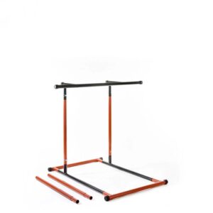Innovagoods Estacion de Dominadas y Fitness - Soporta hasta 110kg - Altura Ajustable - Guia de Ejercicios Incluida - Bolsa de Transporte - 114-191x120cm - Color Negro y Naranja
