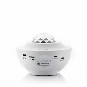 Innovagoods Sedlay Proyector de Estrellas con Altavoz - Bluetooth - Cable 145cm - Luz LED - Temporizador - Antideslizante - Apagado Automatico - 17x12.5cm - Color Blanco