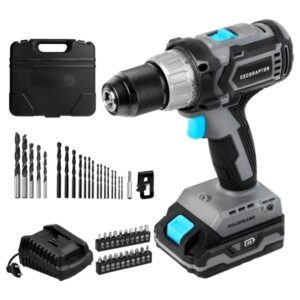Cecotec CecoRaptor Perfect Drill 2020 Brushless Ultra Taladro Atornillador - Torque 46Nm - 2000rpm - Bateria 2Ah 20V - Luz LED - Incluye Accesorios - Motor sin Escobillas - Color Negro y Gris