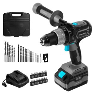 Cecotec CecoRaptor Perfect ImpactDrill 4020 Brushless Ultra Taladro Percutor Inalambrico - Torque 46Nm - 2000rpm - 3000Ipm - Bateria 4Ah 20V - Luz LED - Incluye Accesorios - Color Negro y Gris