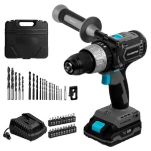 Cecotec CecoRaptor Perfect ImpactDrill 2020 Brushless Ultra Taladro Percutor Inalambrico - Torque 46Nm - 2000rpm - 3000Ipm - Bateria 2Ah 20V - Luz LED - Incluye Accesorios - Color Negro y Gris