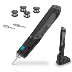 Cecotec CecoRaptor Perfect Solder 360 Advance Soldador Inalambrico - 8W - Autonomia 40min - Bateria 1.5Ah 4V - Temperatura hasta 450ºc - Luz LED - Soporte - Apagado Automatico - Color Negro y Gris