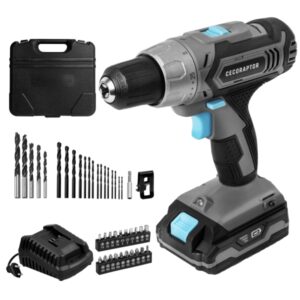 Cecotec CecoRaptor Perfect Drill 2020 Advance Taladro Atornillador - Torque 46Nm - 1550rpm - Bloqueo de Husillo Automatico - Bateria 2Ah 20V - Luz LED - Incluye Accesorios - Color Negro y Gris