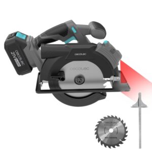 Cecotec DirectPrecission 8000 Vision Sierra Circular Inalambrico - Bateria 4Ah 20V - Disco de 165mm - Corte hasta 57mm - Inclinacion hasta 45º - Guia Laser Integrada - Color Negro y Gris