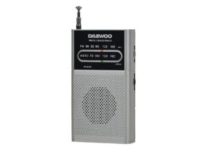 Daewoo Radio AM/FM - Alimentacion a Pilas - Jack 3.5mm - Antena Telescopica - Altavoz Integrado - 130x70x28mm - Color Plata