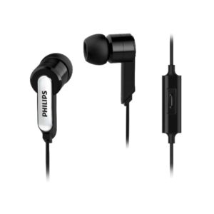 Philips Auriculares Intraurales - Cable de 1.2m - Jack 3.5mm - Microfono Integrado - 3 Pares de Almohadillas de Silicona - Aislamiento Pasivo del Ruido - Color Negro