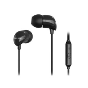 Philips Auriculares Intraurales con Cable - Jack 3.5mm - Microfono Integrado - Boton Multifuncion - Color Negro