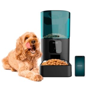Cecotec Pumba 6000 Purrfect Meal Smart Comedero para Mascotas de 6L -10 Comidas Diarias - Cuenco de Acero Inoxidable - Anti Atascos - Bloqueo - Funciona con Pilas y Corriente - Color Negro y Azul