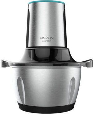 Cecotec ChopBeat 1500 TitanBlack Steel Picadora Electrica - 600W - Cuchillas de Titanio - Bol de 1.5L de Acero Inoxidable - 2 Velocidades - Espiralizador con 4 Accesorios - Libre de BPA - Facil Limpieza