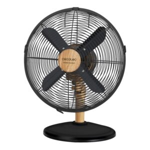 Cecotec EnergySilence 600 WoodDesk Ventilador de Sobremesa con 4 Aspas - 40W - Diametro de 30cm - 3 Velocidades - Oscilante - Acabado en Madera - Base Estable - Rejilla Protectora - Color Negro