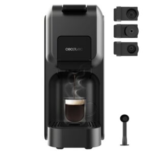 Cecotec FreeStyle Compact Black Cafetera Espresso Compatible con Capsulas - 1350W - Termoblock - Presion 20bar - Deposito de 800ml - Apagado Automatico - Rapido Precalentamiento - Color Negro