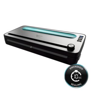 Cecotec FoodCare SealVac 120 SteelCut Envasadora al Vacio - Presion 0.75bar - 120W - Silencioso - Acero Inoxidable - Luz LED - Admite Bolsas Genericas - Funcion Vacio para Botes - Color Negro y Plateado
