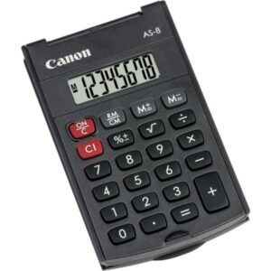 Canon AS-8 Calculadora de Bolsillo con Pantalla LCD de 8 Digitos - Con Tapa Rigida Plegable - Alimentacion con Pila - Color Gris Oscuro