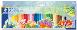 Staedtler Noris 241 Pack de 25 Ceras Blandas - Diametro 8mm - Resistencia a la Rotura - Colores Surtidos