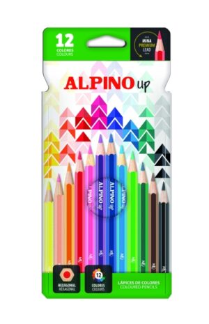 Alpino Up Pack con 12 Lapices de Colores Hexagonales - Mina Premium - Resistente a la Rotura - Colores Surtidos