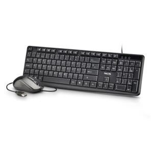 NGS Cocoa Kit V2 Combo Teclado + Raton USB - Teclado Multimedia - Raton 1000dpi 3 Botones - Uso Ambidiestro - Color Negro