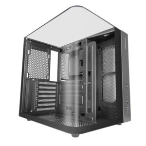 Mars Gaming MC-INFINIOLITE Caja Torre ATX - Estructura de Doble Camara - Vidrio Templado Curvo y Superior - USB-C - USB 3.0 - USB 2.0 - Audio HD - 355x293x350mm - Color Negro